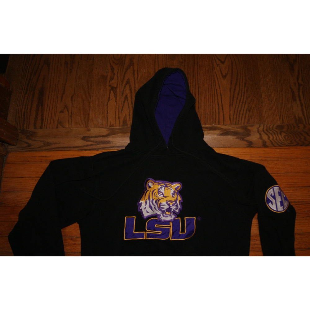 Louisiana State University LSU Tigers Black Hoodie Sweatshirt Men’s M SEC Patch
